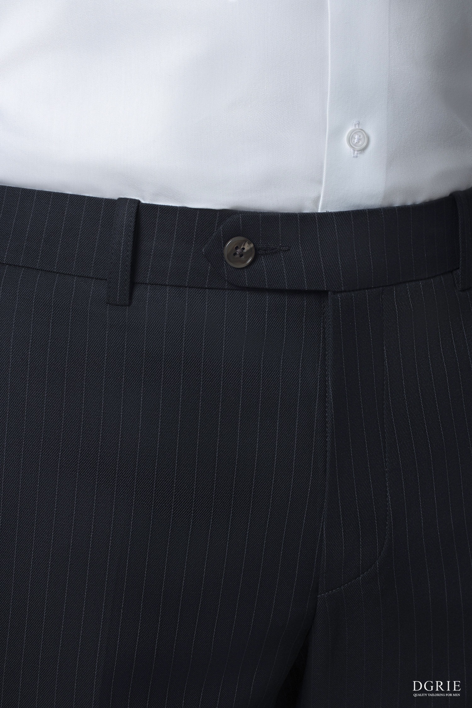 กางเกงสีกรมเข้มลายทาง DGRIE Navy Stipe 1cm B/S Wool Pants