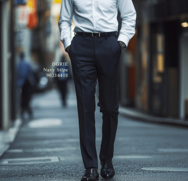 กางเกงสีกรมเข้มลายทาง DGRIE Navy Stipe 1cm B/S Wool Pants