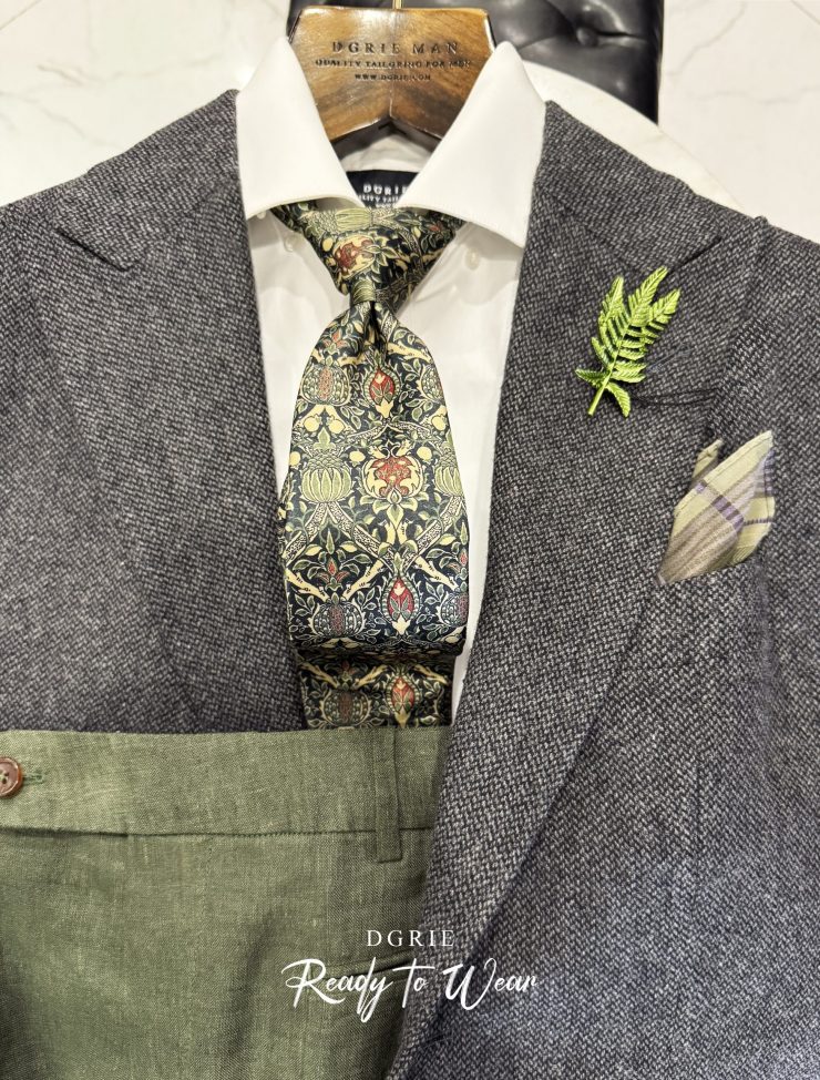 เสื้อสูท DGRIE RTW Micro HerringBone 100% Wool Flannel