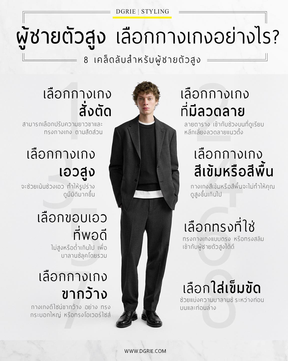 8 เคล็ดลับสำหรับ 'ผู้ชายตัวสูง’ เลือกกางเกงอย่างไรให้ดูดี?