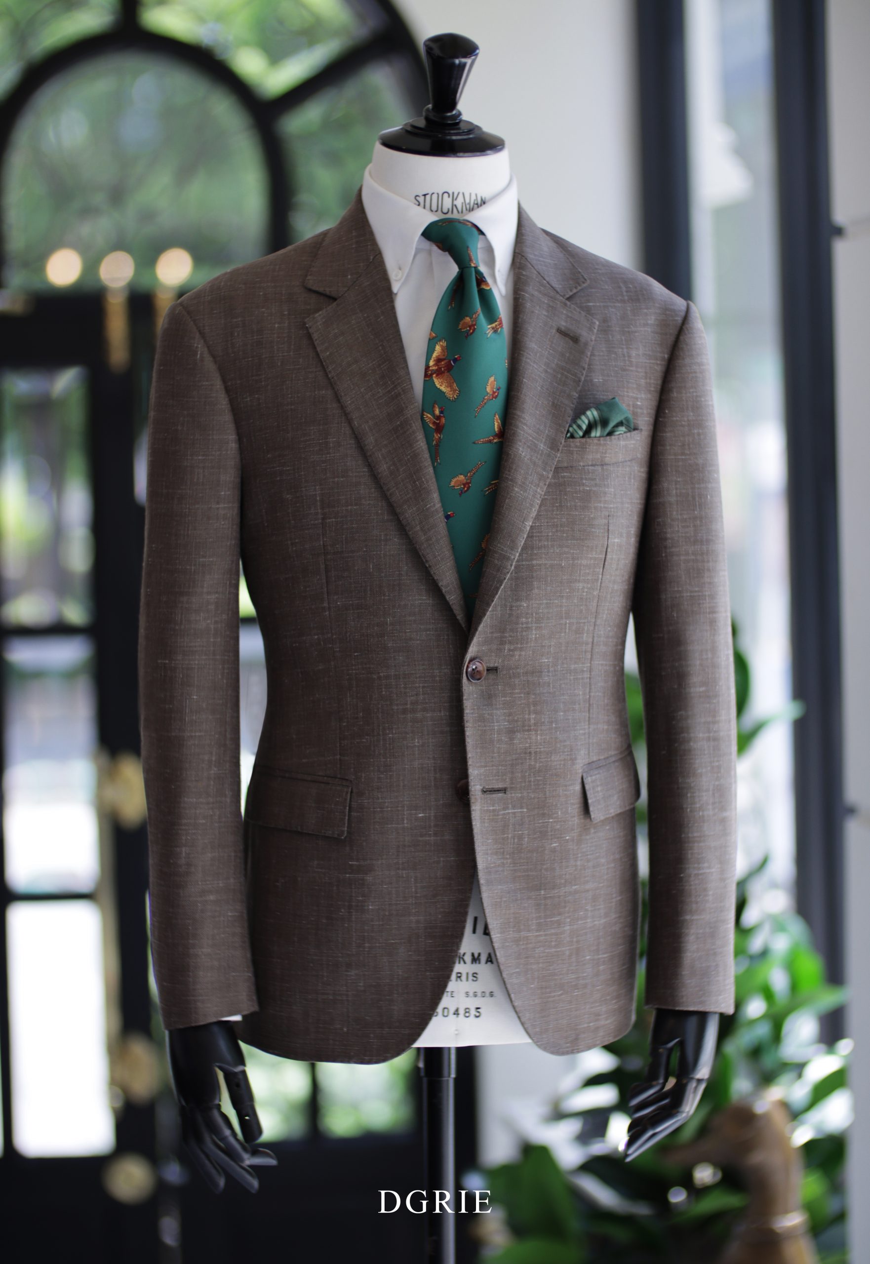 DGRIE Brown Wool Silk Linen Suits