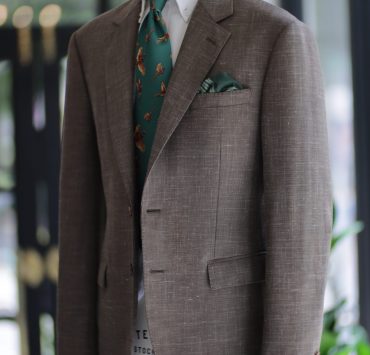 DGRIE Brown Wool Silk Linen Suits