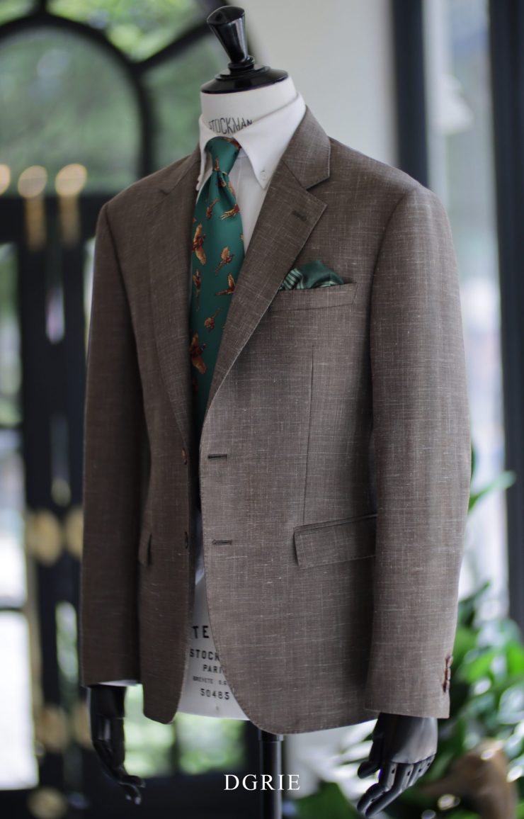 DGRIE Brown Wool Silk Linen Suits