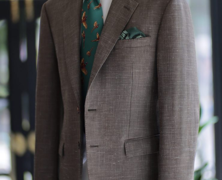 DGRIE Brown Wool Silk Linen Suits