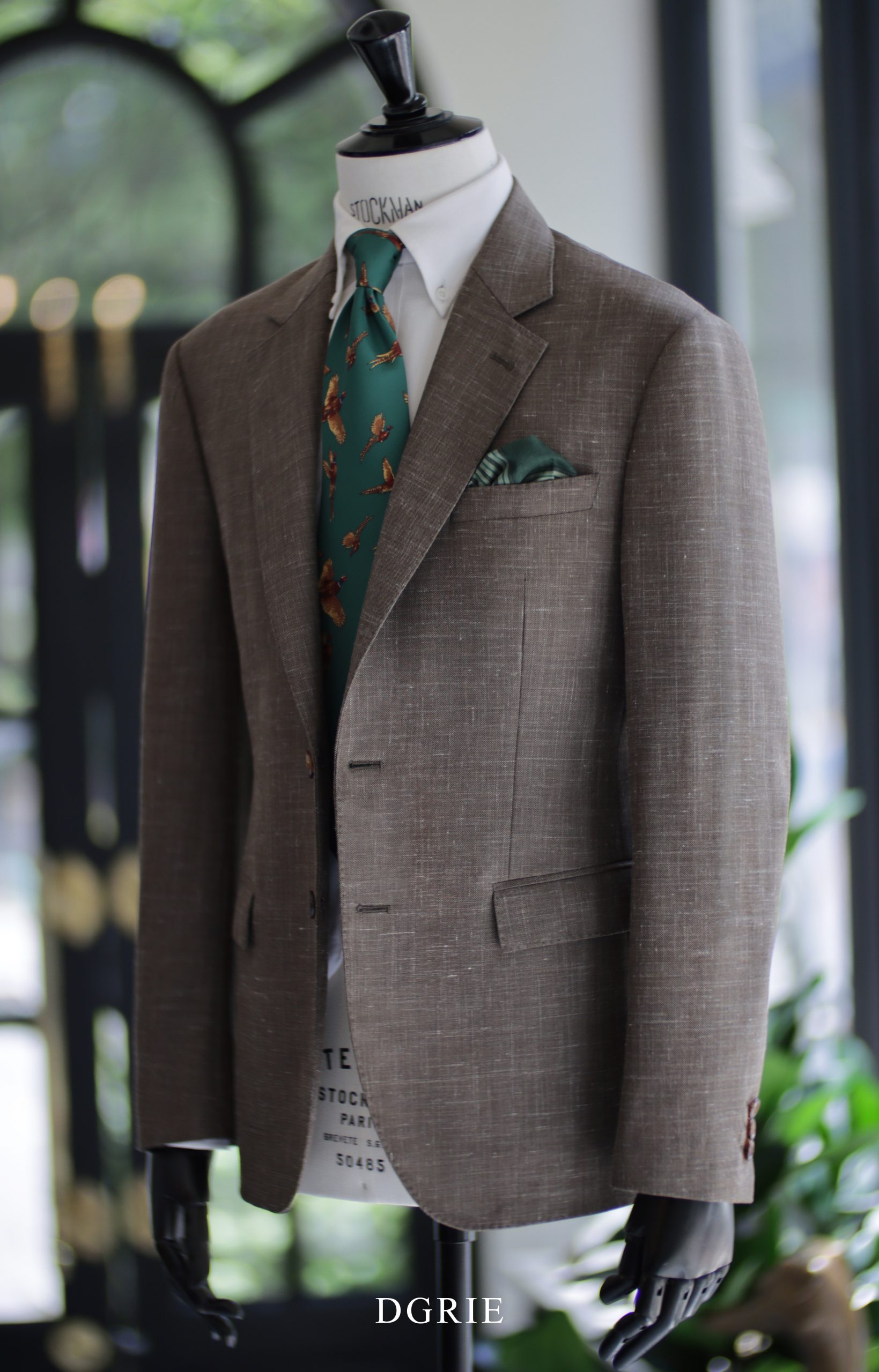 DGRIE Brown Wool Silk Linen Suits
