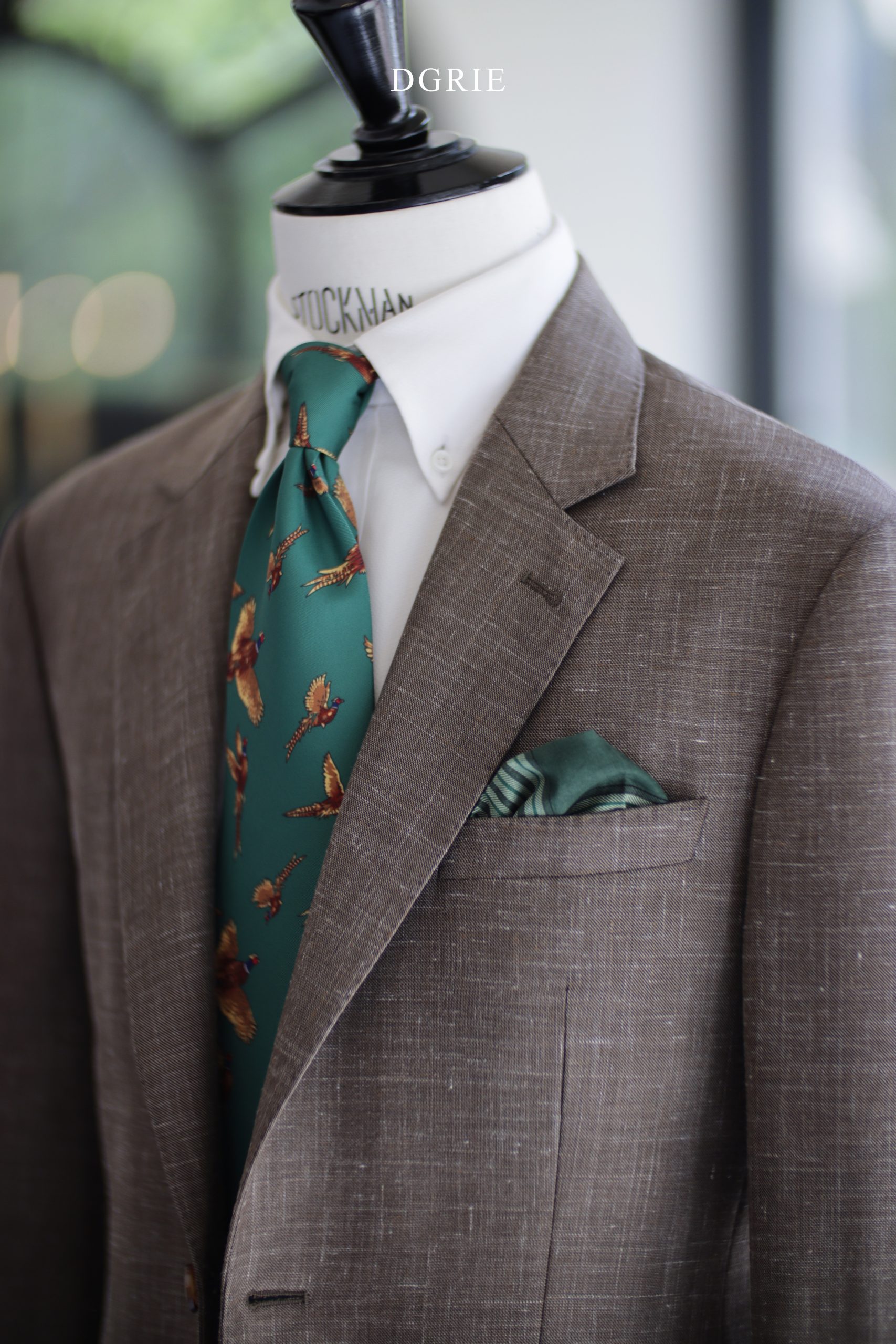 DGRIE Brown Wool Silk Linen Suits