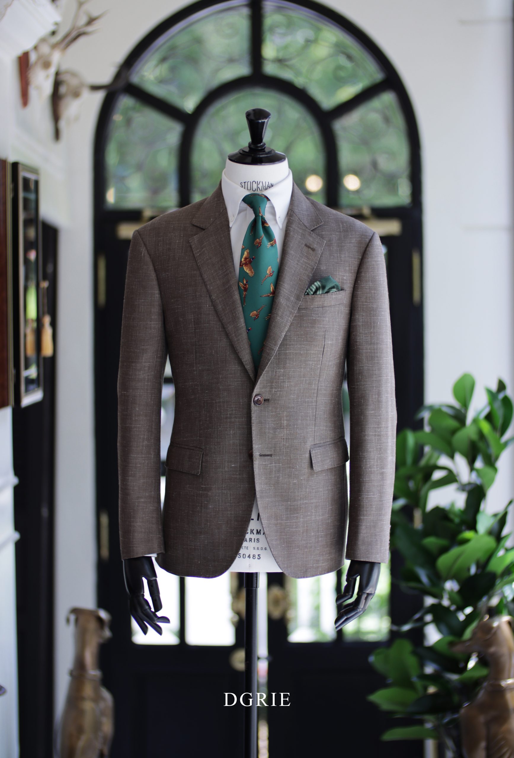 DGRIE Brown Wool Silk Linen Suits