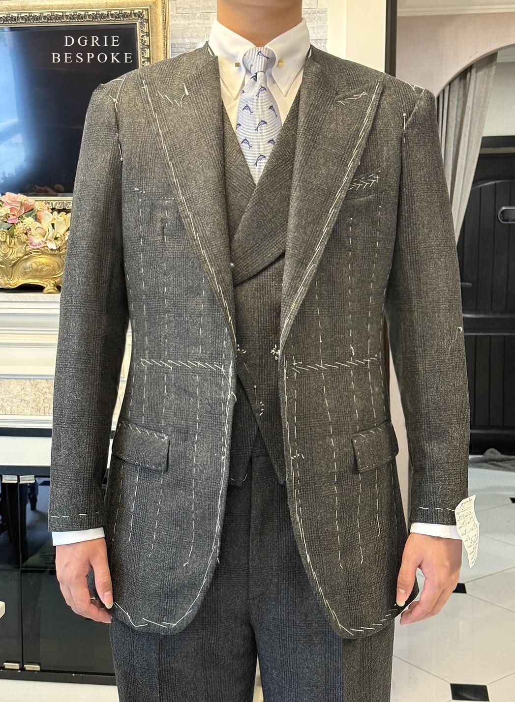 IMG_3095 copy ตัดสูท ลายตาราง DGRIE Fitting Grey Check Flannel 3 piece Suits