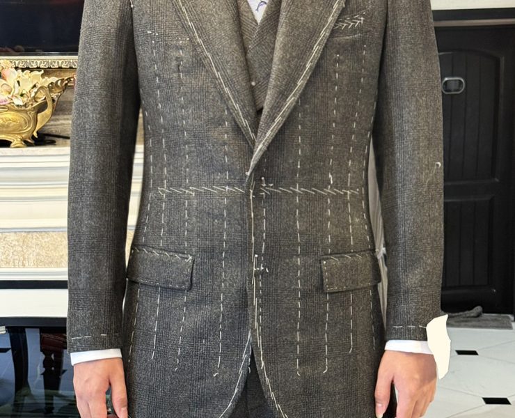 ตัดสูท ลายตาราง DGRIE Fitting Grey Check Flannel 3 piece Suits
