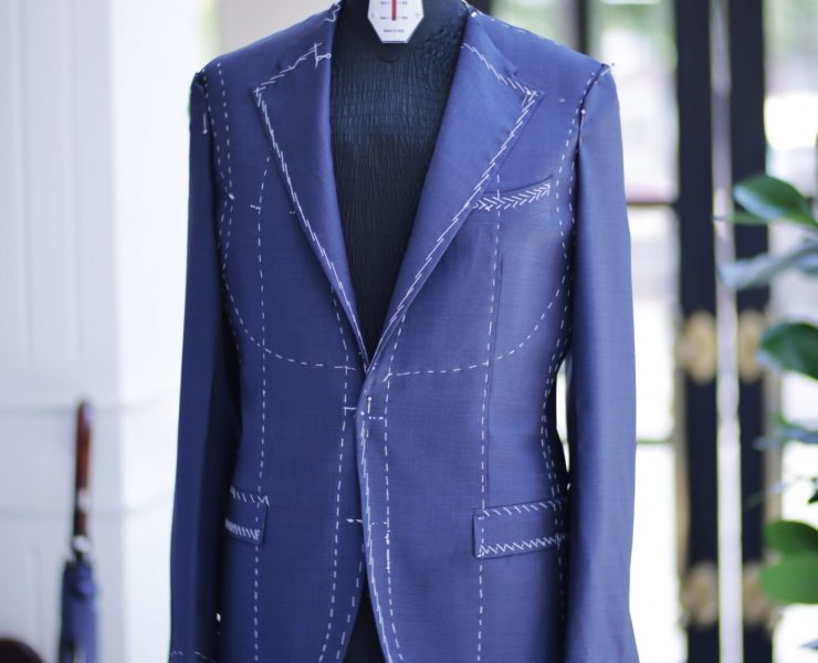 ตัดสูทหางม้า DGRIE FITTING : NAVY BLUE SUIT HAND LAPEL CANVAS