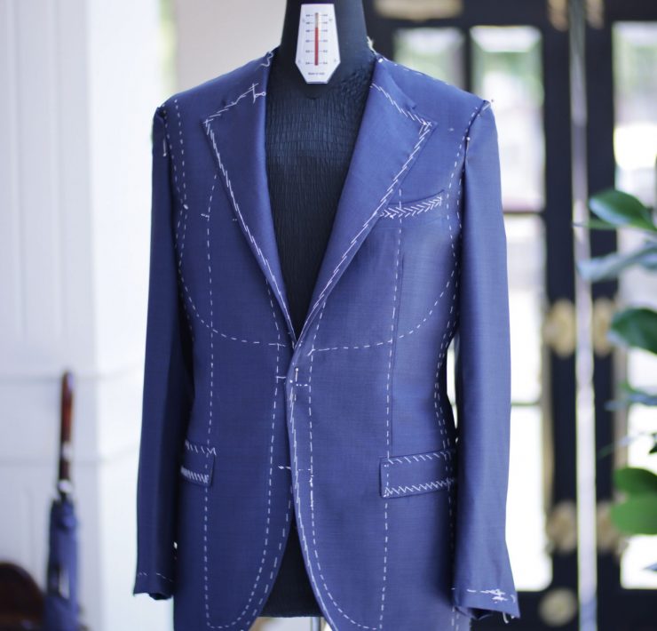 ตัดสูทหางม้า DGRIE FITTING : NAVY BLUE SUIT HAND LAPEL CANVAS
