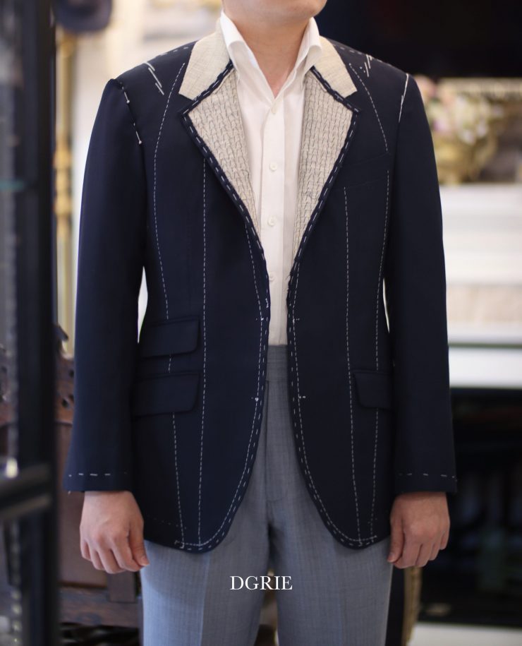 ตัดสูทหางม้าสีกรม DGRIE NAVY FULL CANVAS - Classic Notch