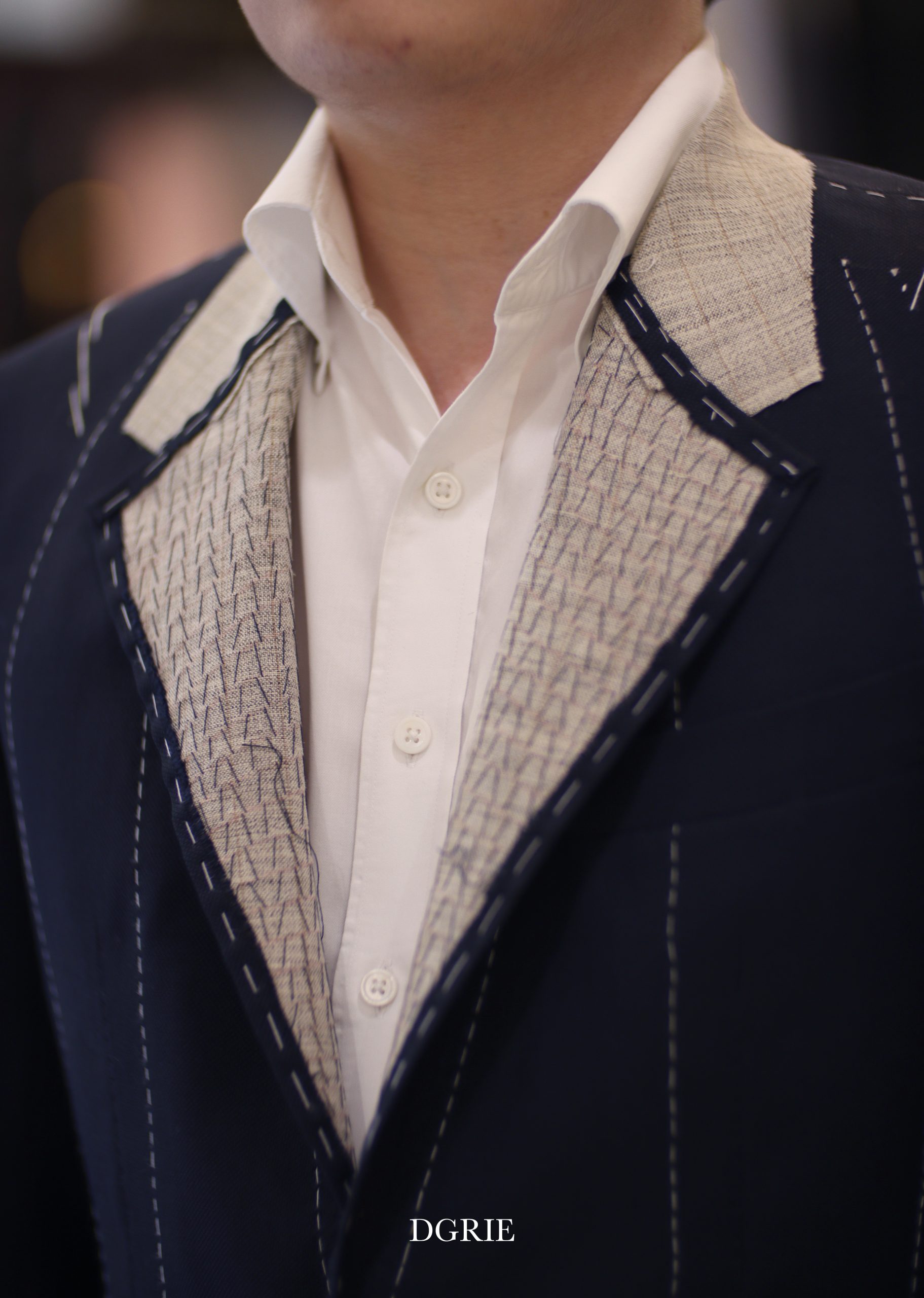 ตัดสูทหางม้าสีกรม DGRIE NAVY FULL CANVAS - Classic Notch