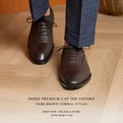 รองเท้าหนัง สีน้ำตาลเข้ม DGRIE Brown Round Cap Toe Oxford Shoe II