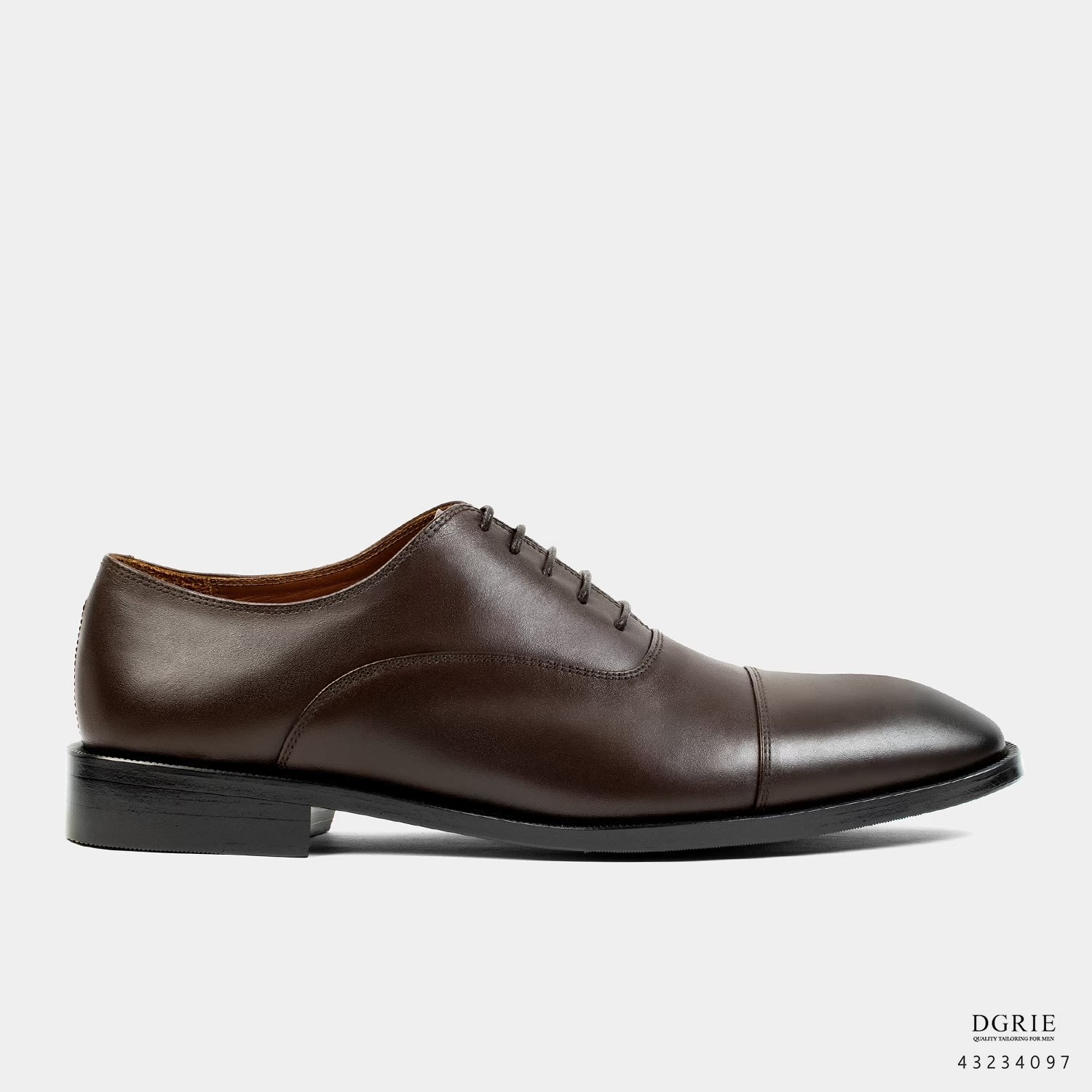 รองเท้าหนัง สีน้ำตาลเข้ม DGRIE Brown Round Cap Toe Oxford Shoe II
