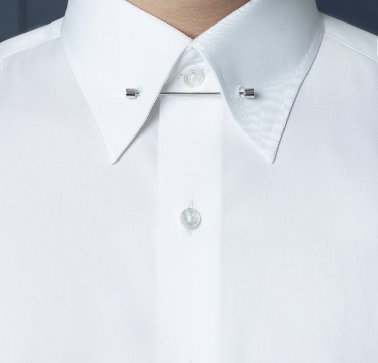 เสื้อเชิ้ต Cotton Twill Pinned Collar 8cm White Shirt 21 เสื้อเชิ้ต Cotton Twill Pinned Collar 8cm White Shirt
