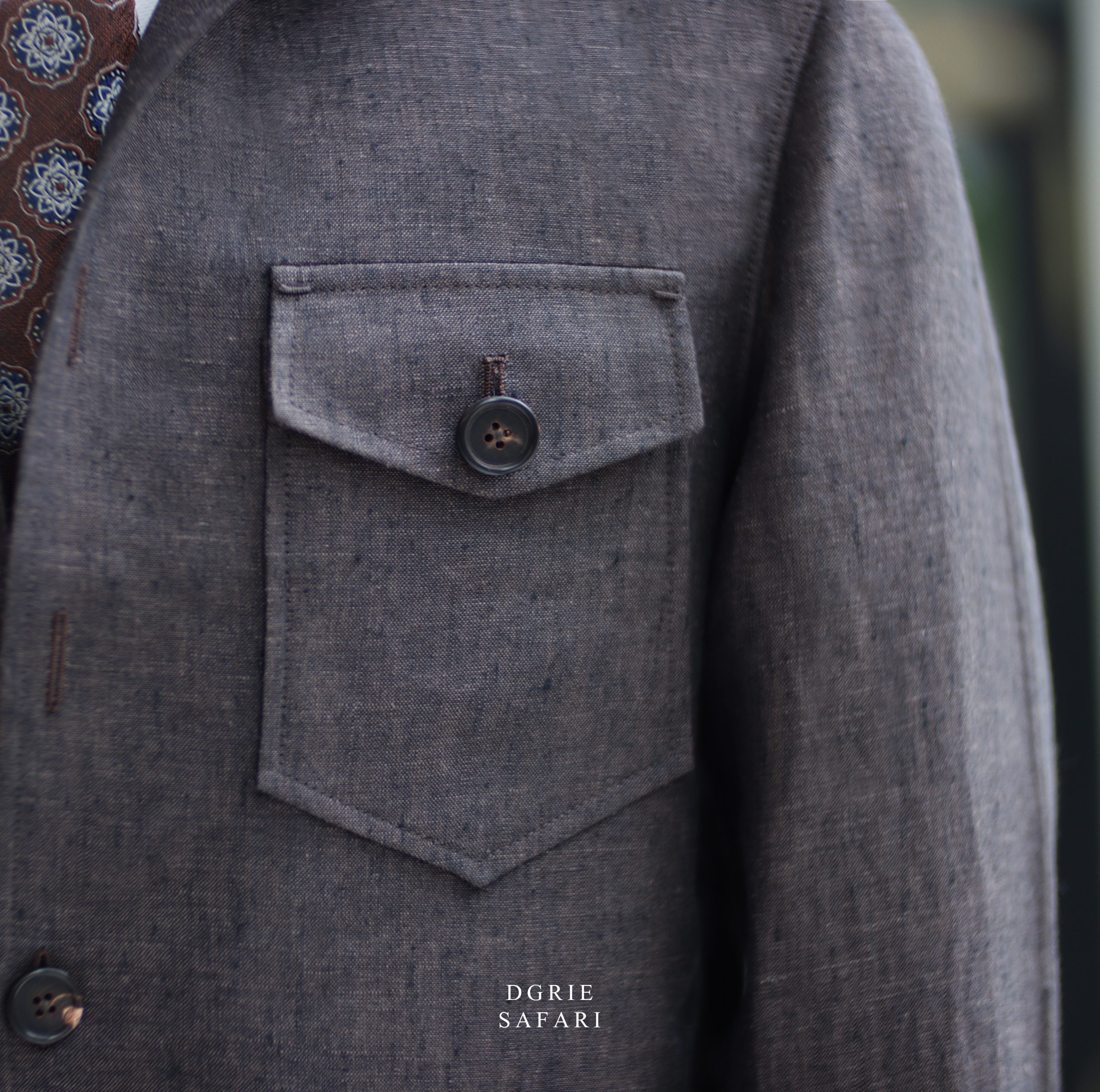 เสื้อซาฟารี Custom Red Brown Linen Safari