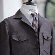 เสื้อซาฟารี Custom Red Brown Linen Safari