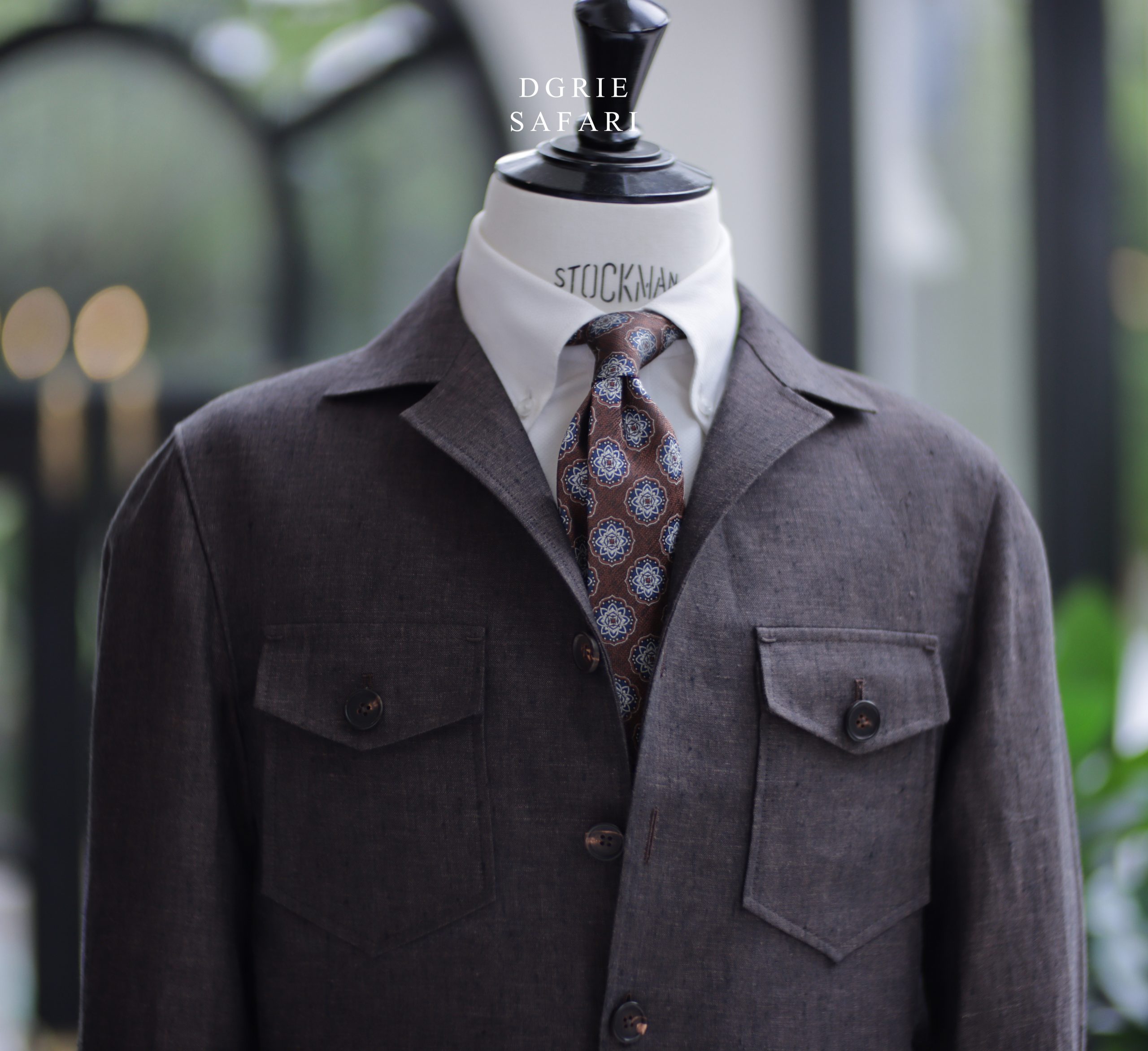 เสื้อซาฟารี Custom Red Brown Linen Safari