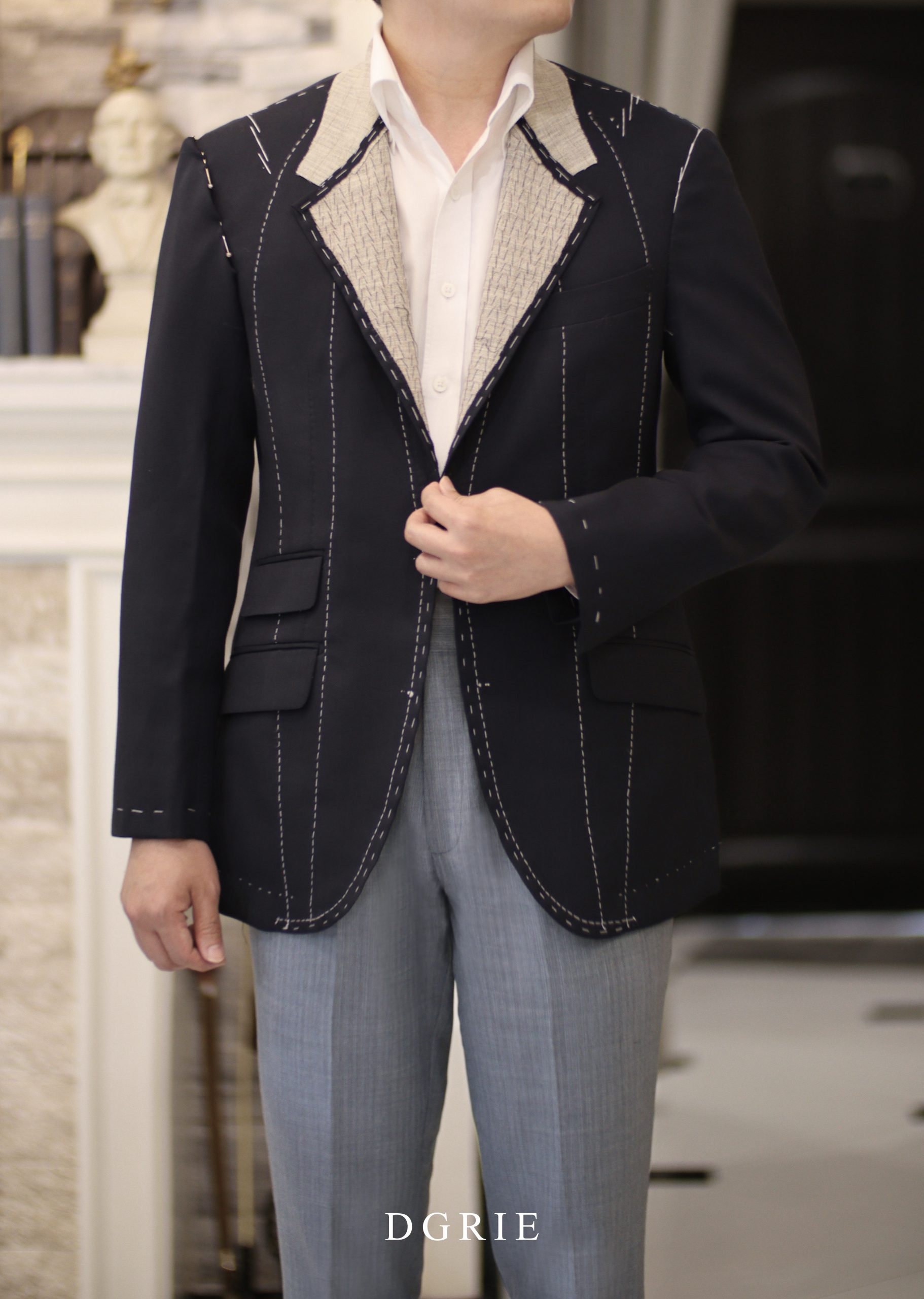 DGRIE BLACK FULL CANVAS Classic Notch Low Gorge Lapel