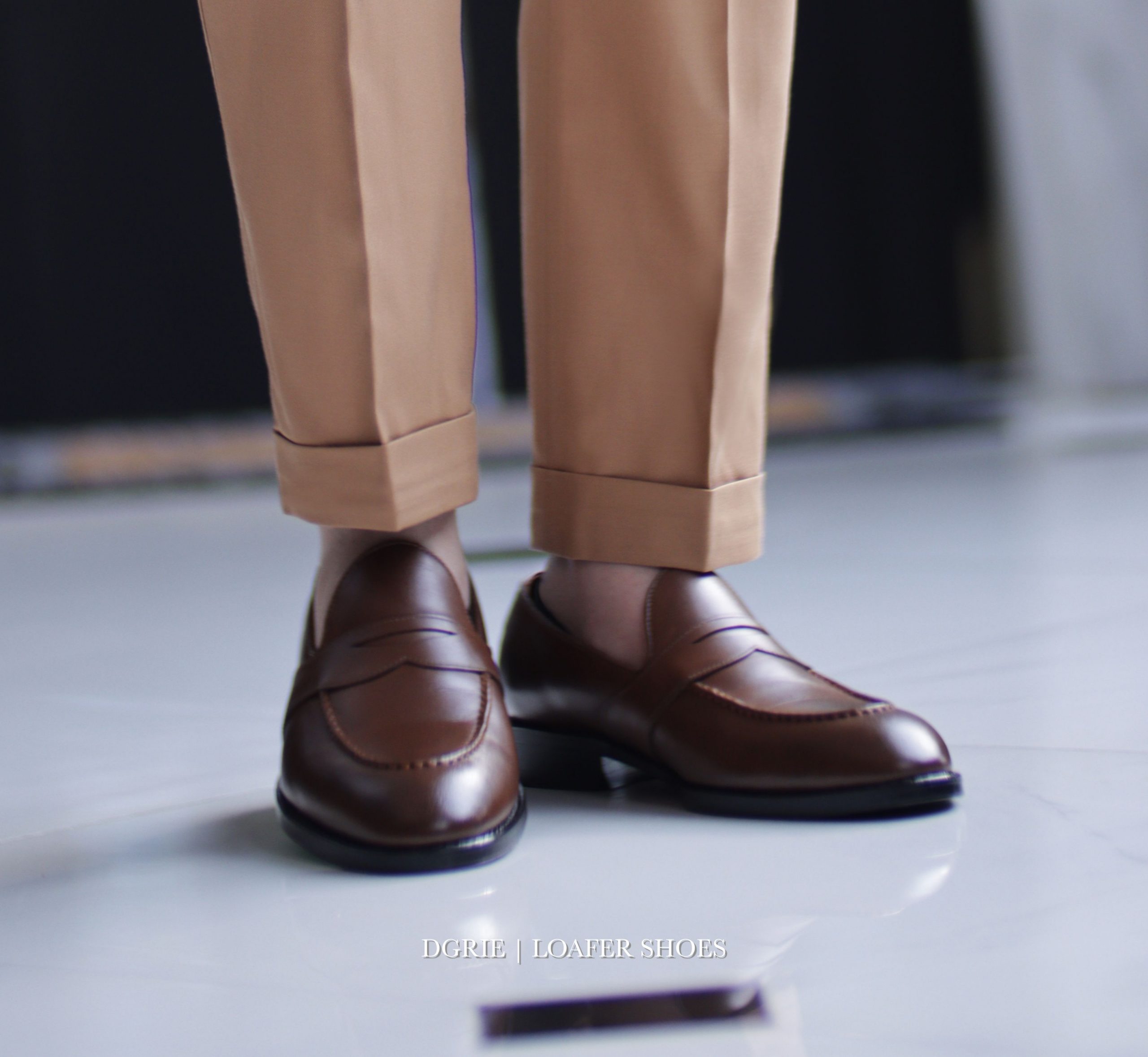 รองเท้าหนัง DGRIE Brown Penny Loafer Shoes