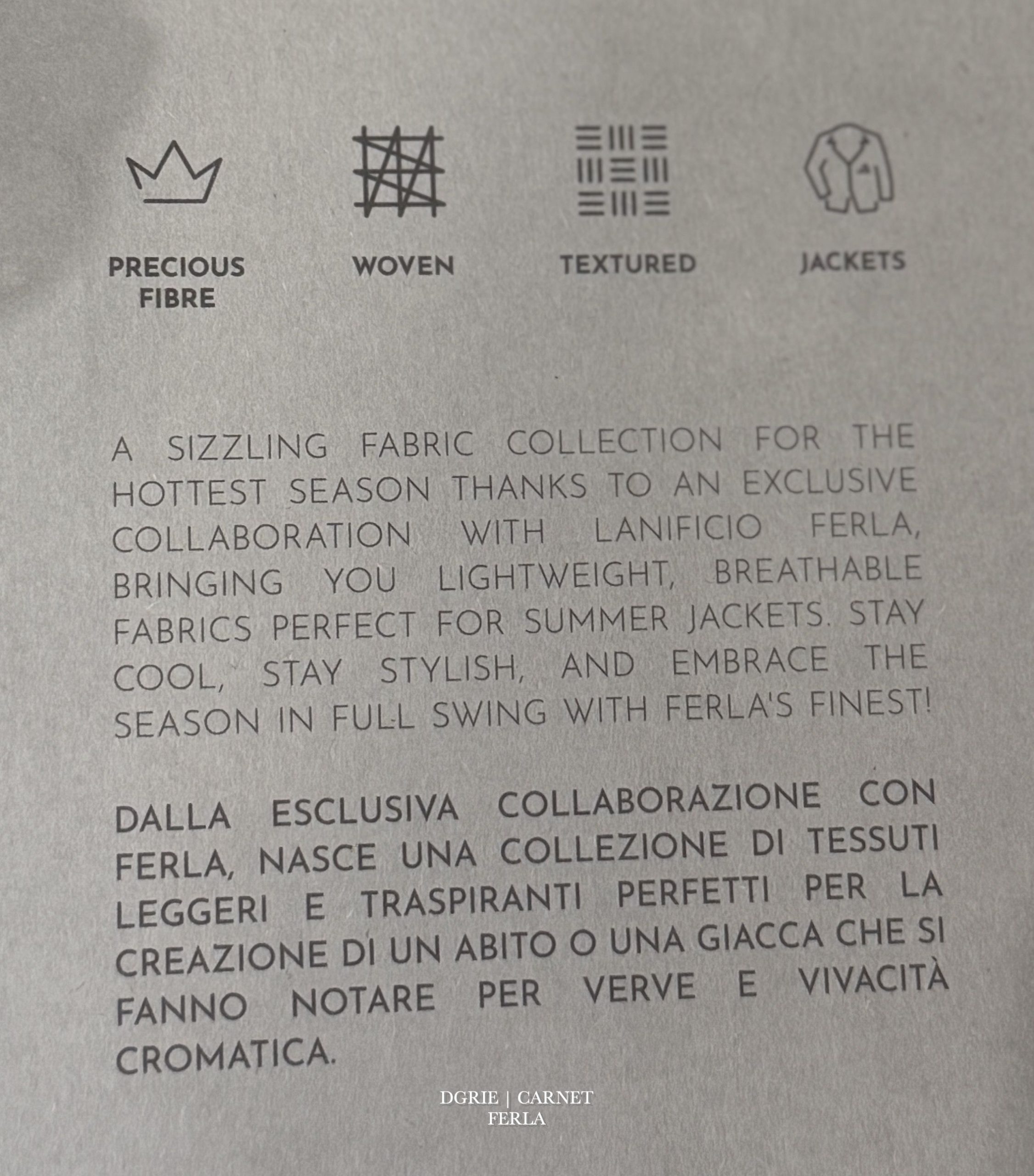 DGRIE - ตัดสูทผ้า Carnet Ferla summer