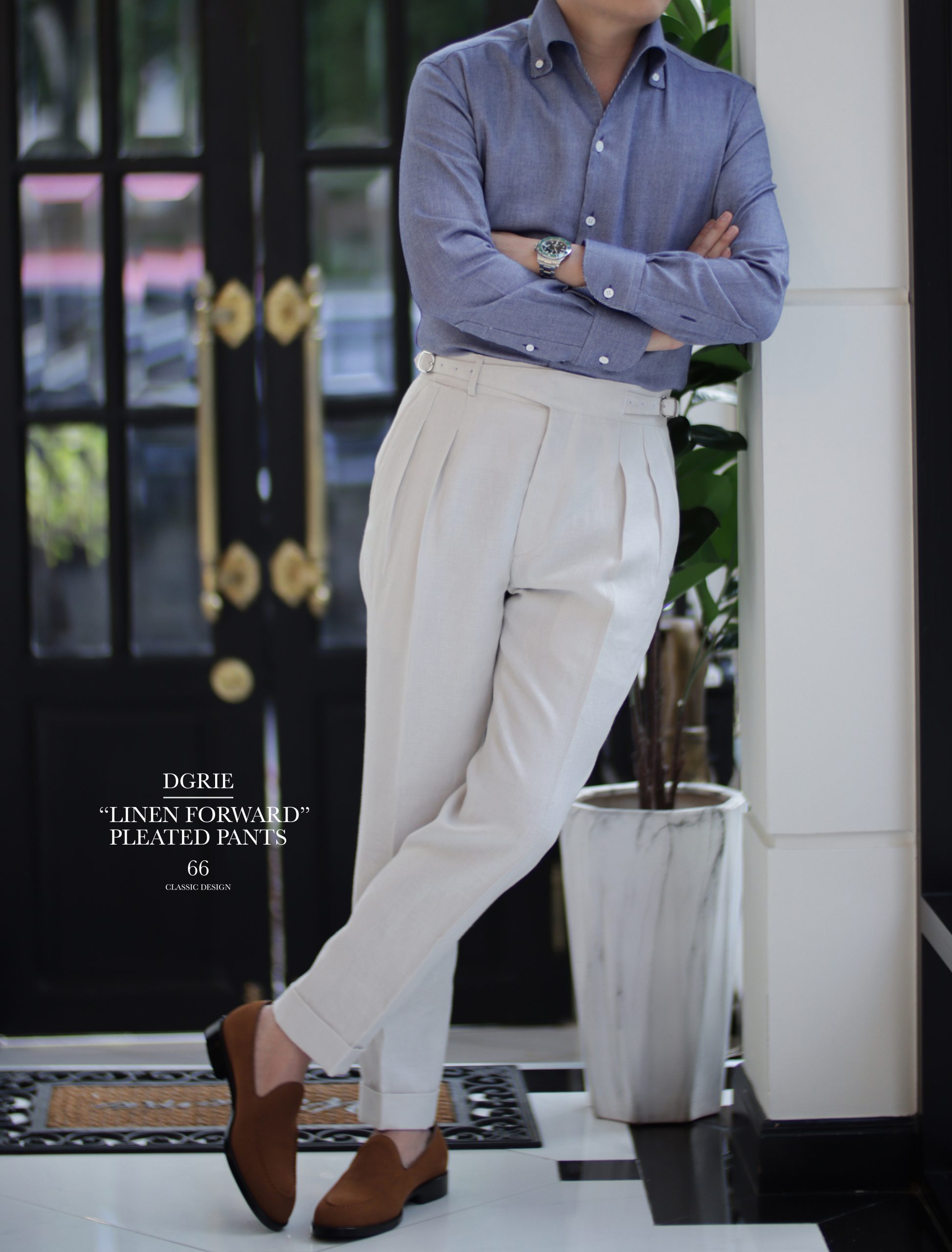 ตัดกางเกง DGRIE PANTS 66: GURKHA IRISH LINEN FORWARD PLEATED PANTS