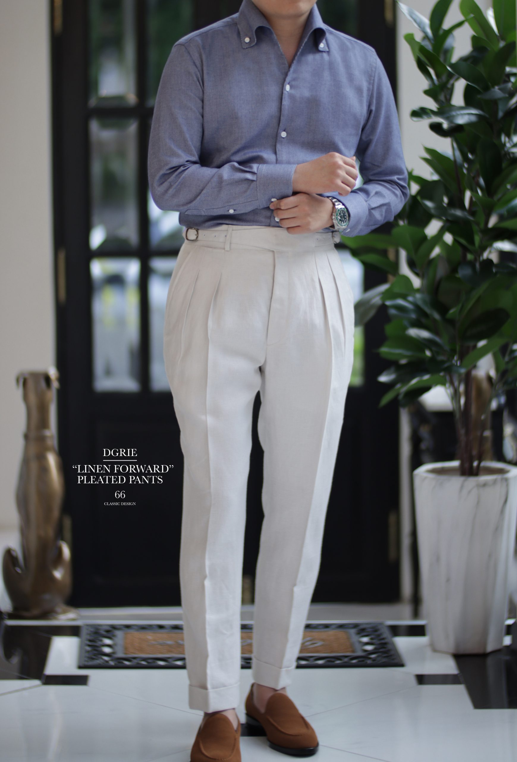 ตัดกางเกง DGRIE PANTS 66: GURKHA IRISH LINEN FORWARD PLEATED PANTS