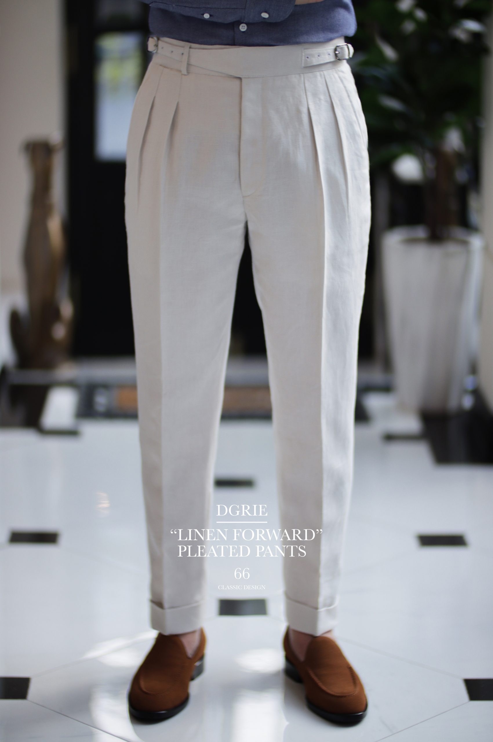 ตัดกางเกง DGRIE PANTS 66: GURKHA IRISH LINEN FORWARD PLEATED PANTS