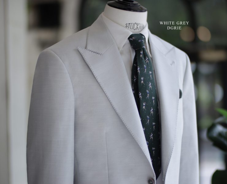 ตัดสูท Piacenza Silk : White Grey 59% Silk