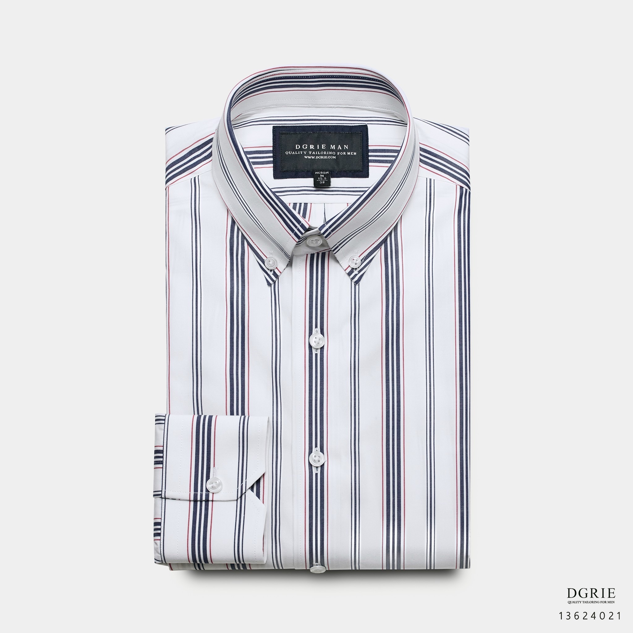 เสื้อเชิ้ตลายทาง Three tone Vertical Stripes Shirt