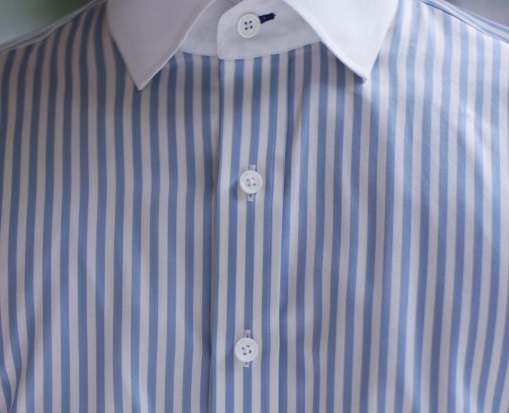 ตัดเชิ้ต White Collar Blue Stripe Shirts