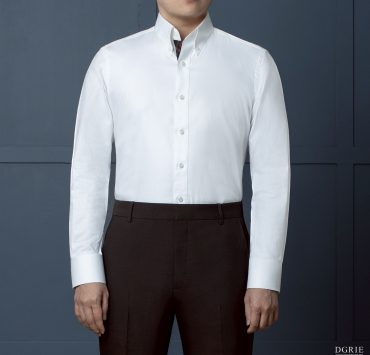 เสื้อเชิ้ต White W/C Button down Collar Ribbon Cotton Shirt