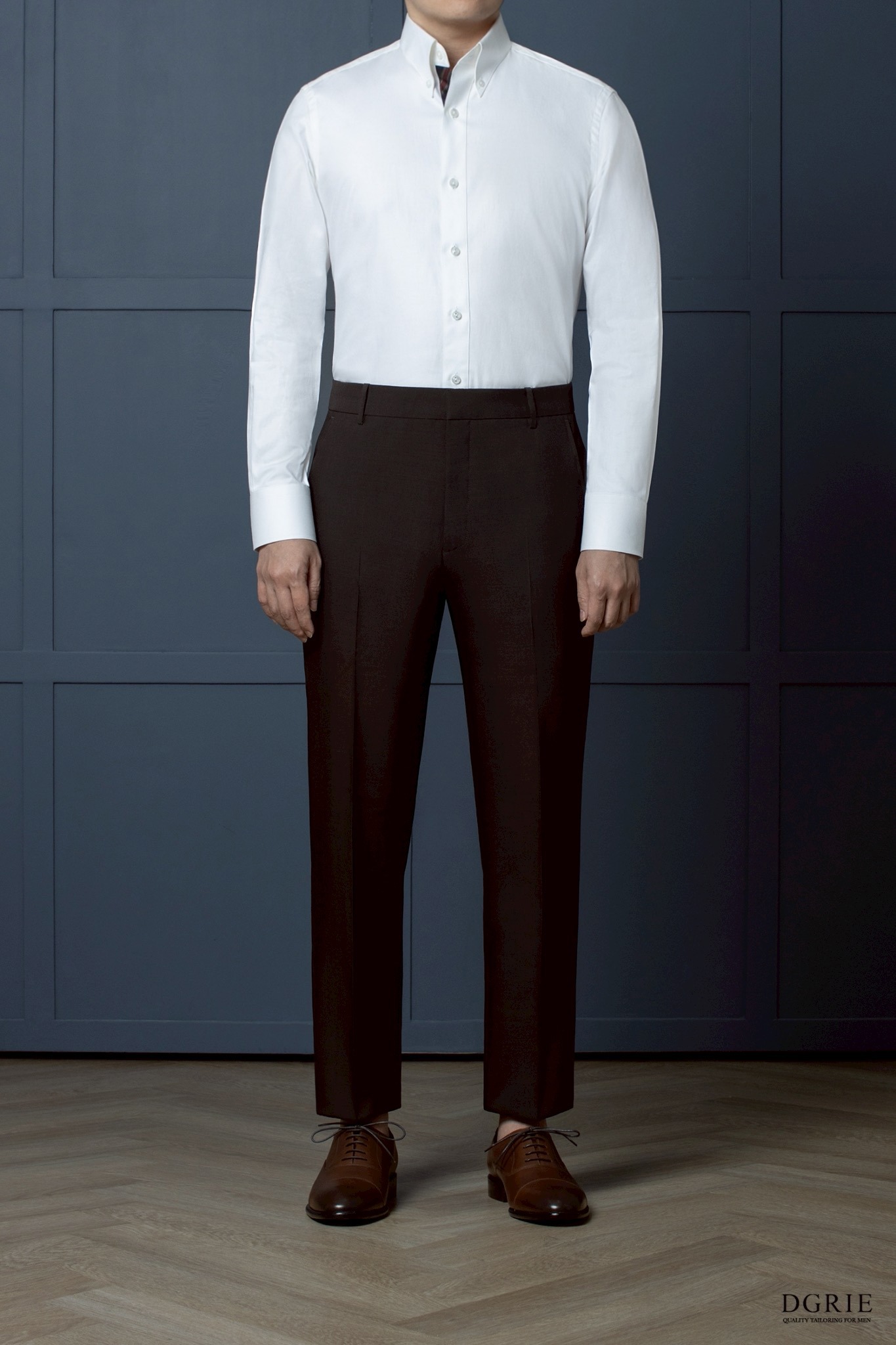 เสื้อเชิ้ต White W/C Button down Collar Ribbon Cotton Shirt