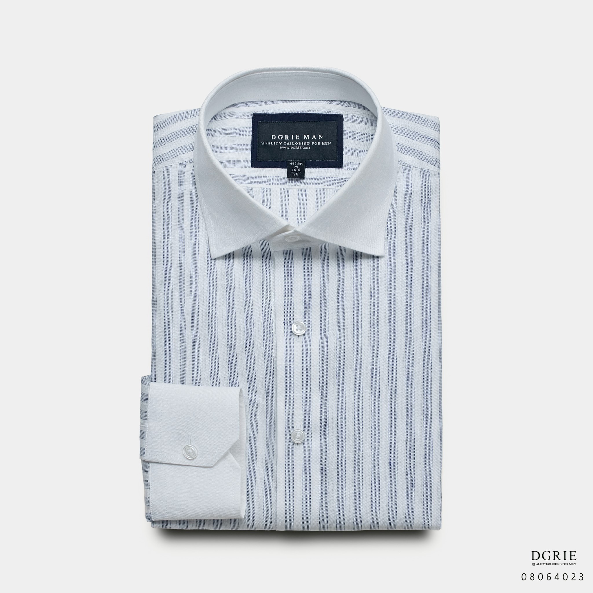 เสื้อเชิ้ตลินิน Casual Linen Navy Two Tone White Collar Shirts