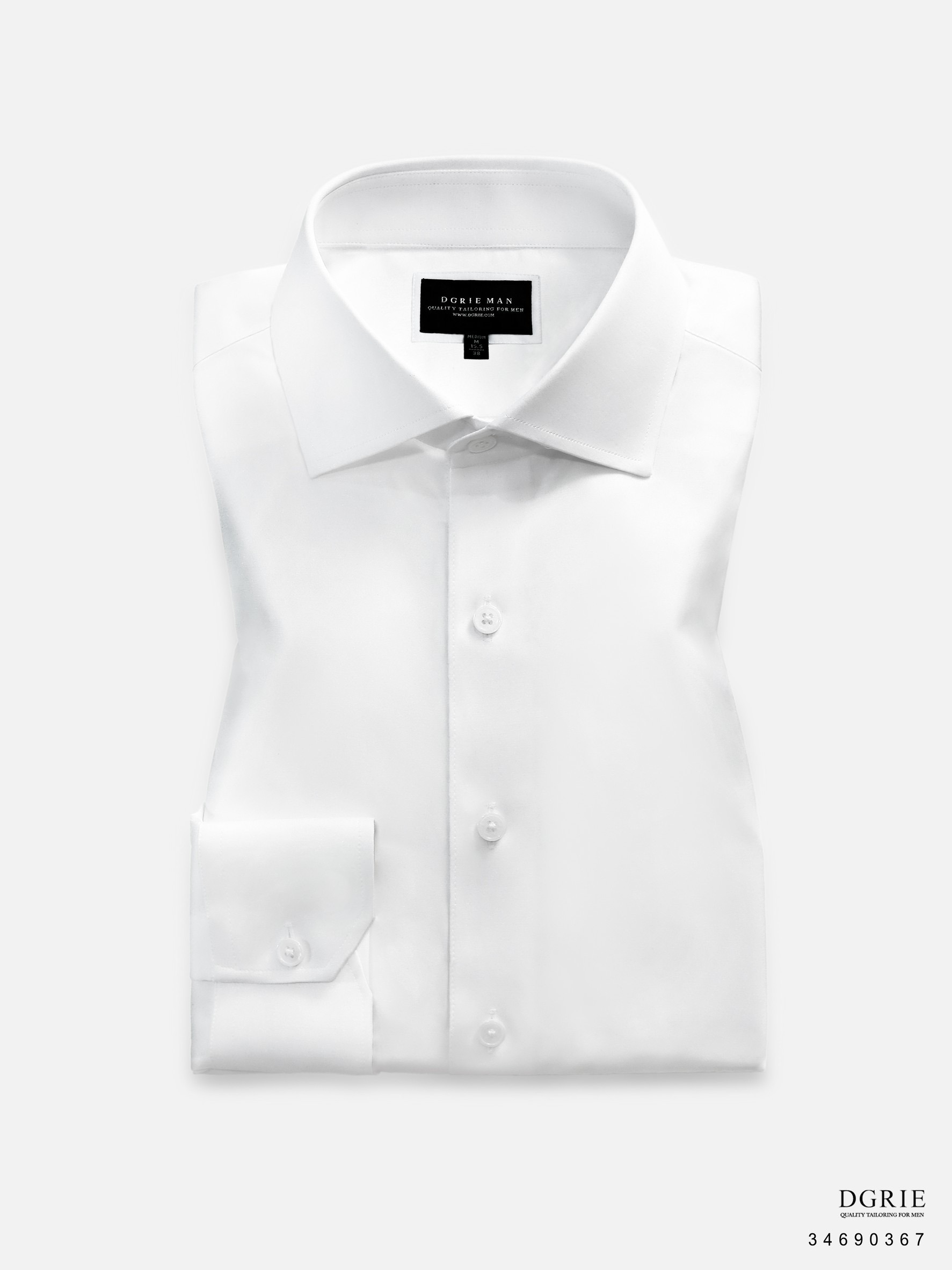 เสื้อเชิ้ต DGRIE Cotton Spread Collar 8cm White Shirt