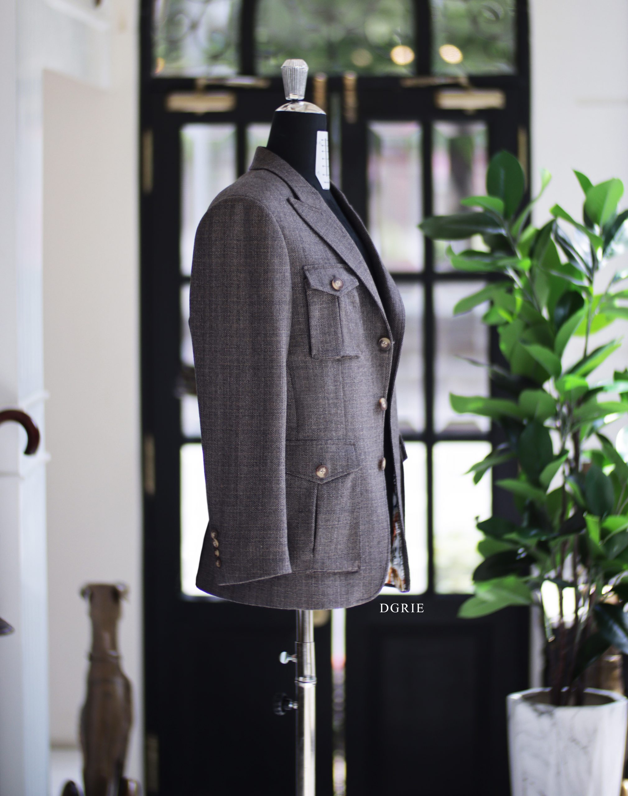 DGRIE Custom Flannel Safari x White Cotton Loose Fit Pleated Pants