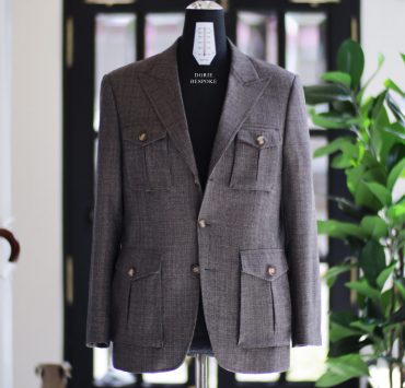 DGRIE Custom Flannel Safari x White Cotton Loose Fit Pleated Pants