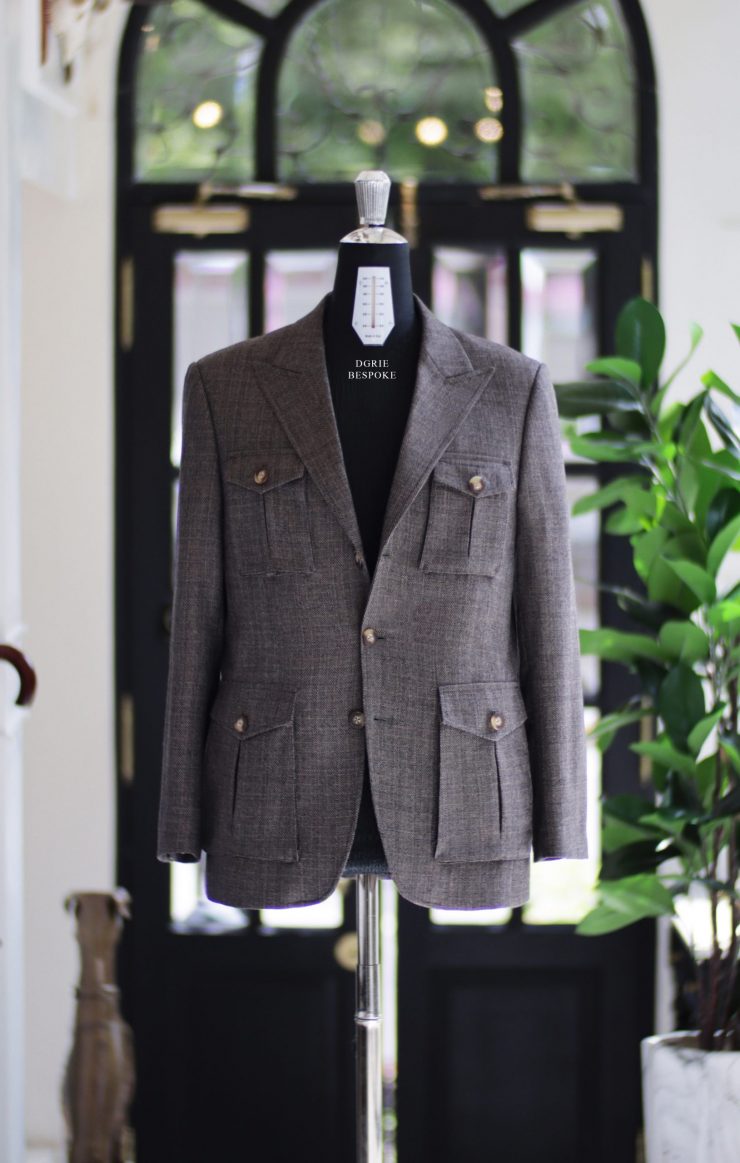 DGRIE Custom Flannel Safari x White Cotton Loose Fit Pleated Pants