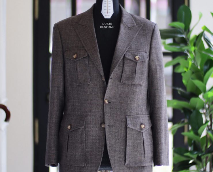 DGRIE Custom Flannel Safari x White Cotton Loose Fit Pleated Pants