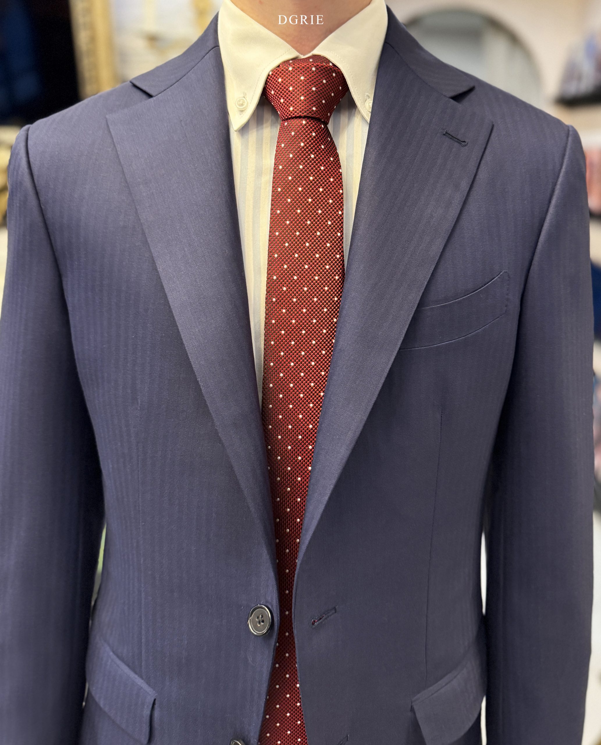 DGRIE Navy Blue Herringbone Suits