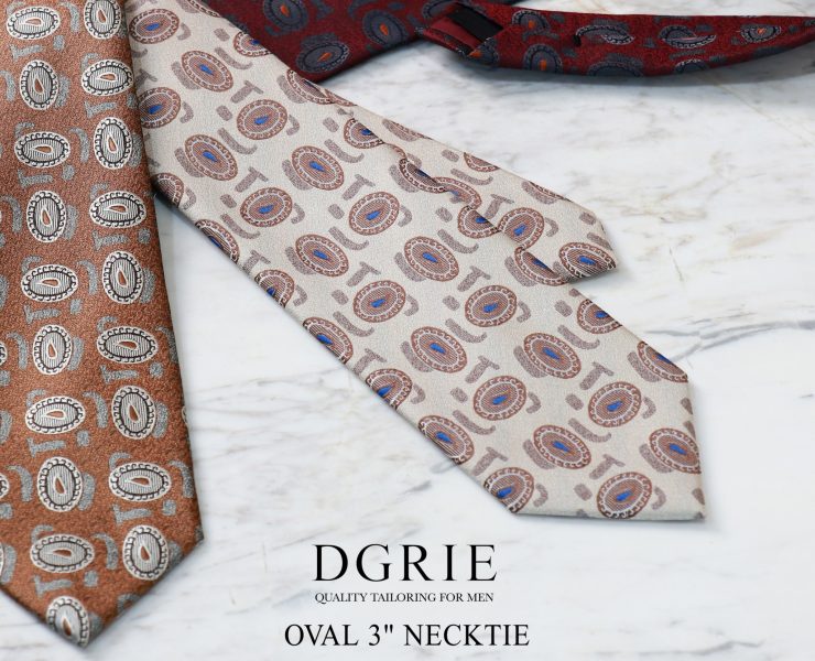 เนคไท Silk Neapolitan Vintage Oval 3 Inch Necktie