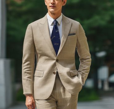 เสื้อสูท Beige Cotton Wool Suit Herringbone Window Suits