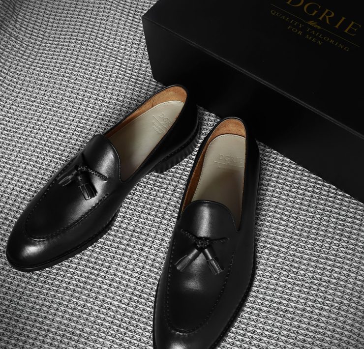 รองเท้าหนังสีดำ DGRIE Super Black Tassel Loafer Shoe 17 รองเท้าหนังสีดำ DGRIE Super Black Tassel Loafer Shoe