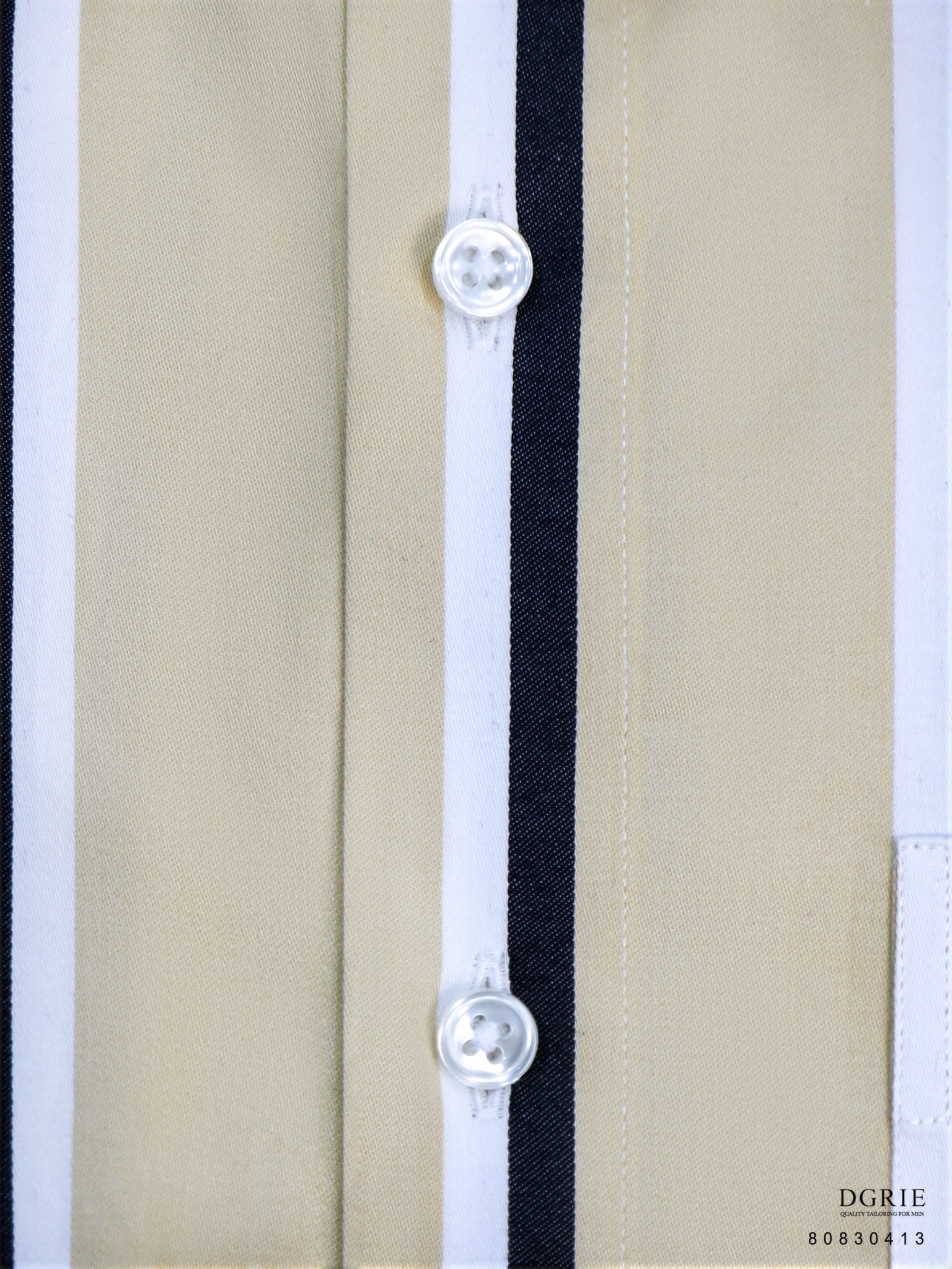 เสื้อเชิ้ตลายทางสีครีม Double Stripe 2 Tone Light Beige Shirts