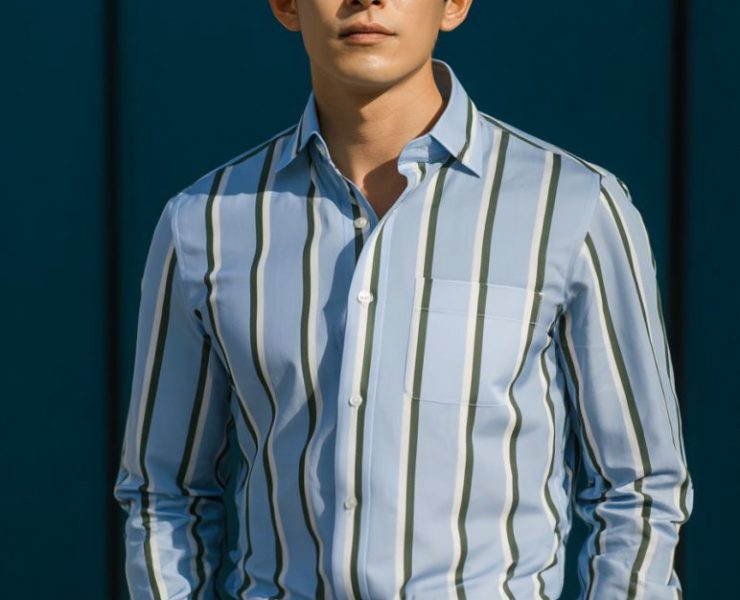 เสื้อเชิ้ต Double Stripe 2 Tone Light Blue Shirts