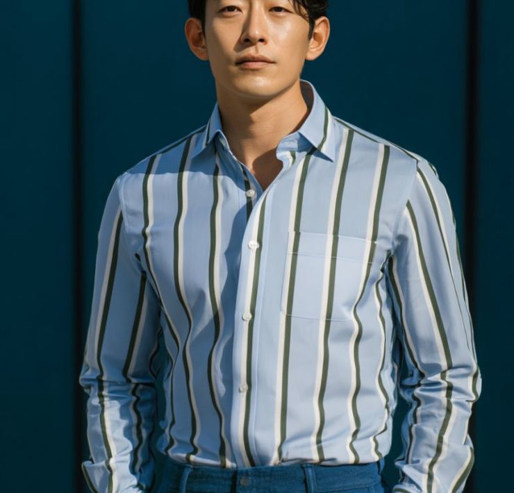 เสื้อเชิ้ต Double Stripe 2 Tone Light Blue Shirts 18 เสื้อเชิ้ต Double Stripe 2 Tone Light Blue Shirts