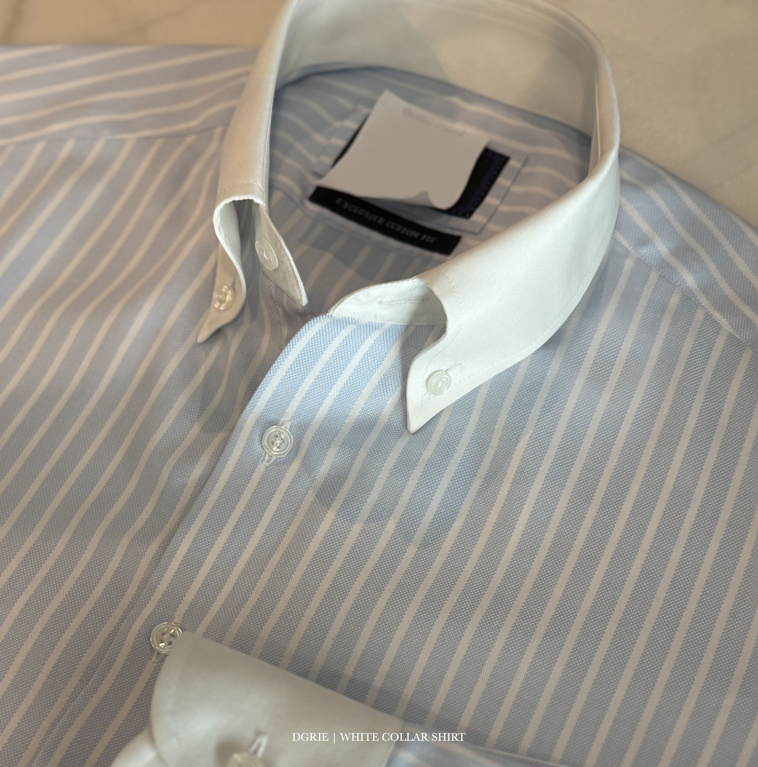White Collar Oxford Blue Stripe Shirts
