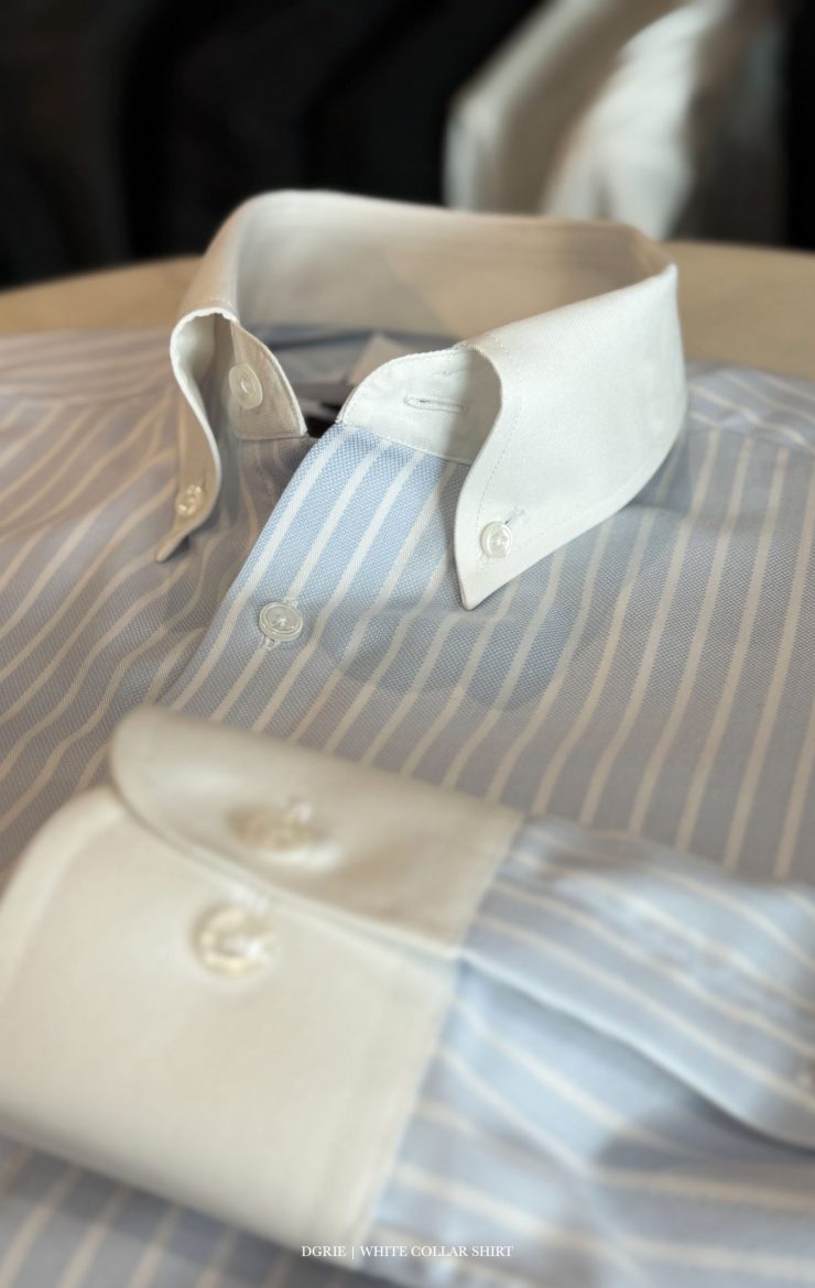 White Collar Oxford Blue Stripe Shirts