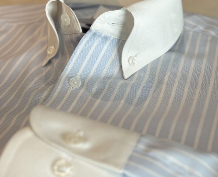 White Collar Oxford Blue Stripe Shirts